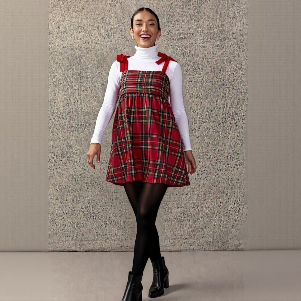 Red Plaid Sleeveless Dress - Picture 2 of 10